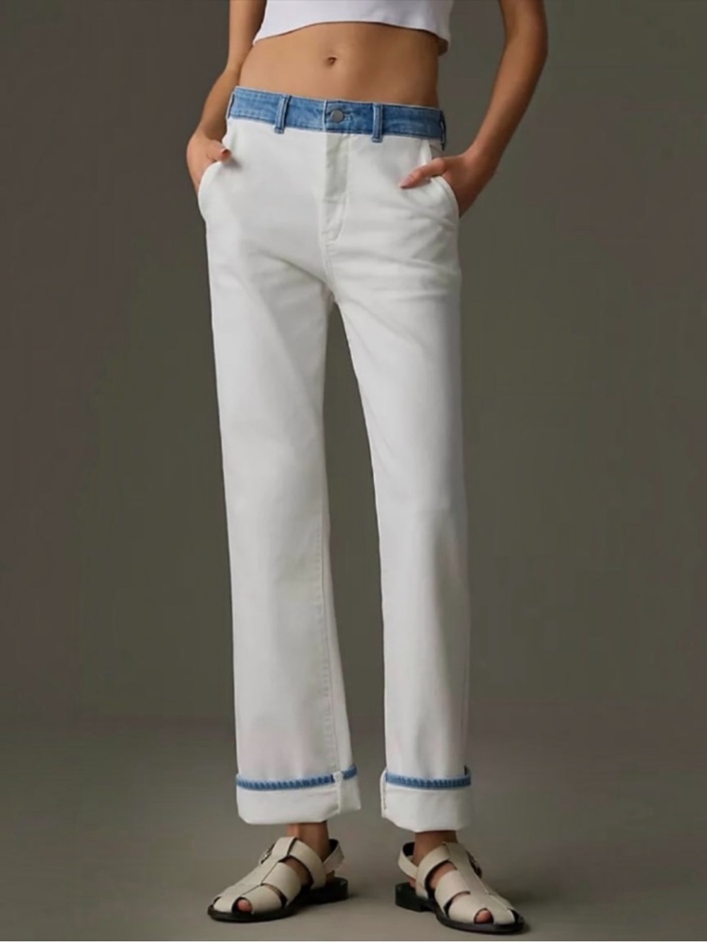 Pilcro Anthropologie Relaxed Cuff High-Rise Straight Leg Jeans size 32T